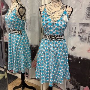 NWT Aqua Geometric Sleeveless Dress
